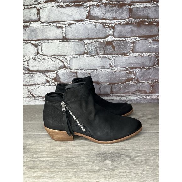 SAM EDELMAN Packer Black Nubuck Leather Zip Ankle Boots Women’s Sz 7.5M US/38EU - Picture 4 of 16